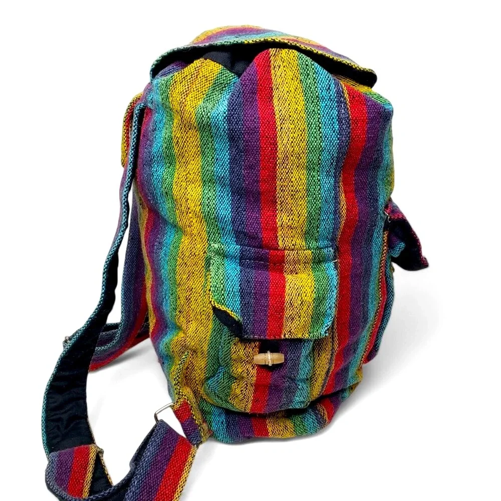 Flying High Foot Path Trading Company Backpack Unisex Canvas Boho Travel Stripes